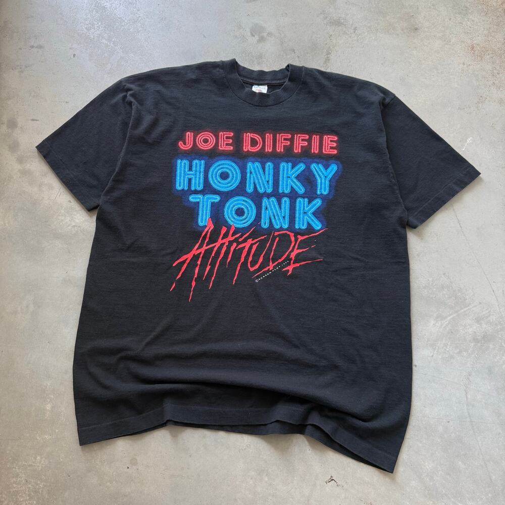Vintage 90’s Joe Diffie Honky Tonk Attitude Tour Country Music T-shirt Size 2XL